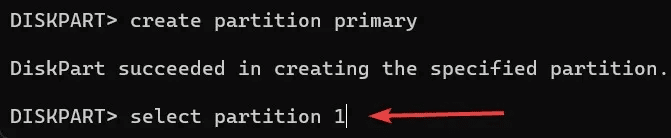 USB-Installer-Type-select-partition-1-and-press-enter.jpg كيفية إنشاء مثبت Windows 11 USB باستخدام موجه الأوامر