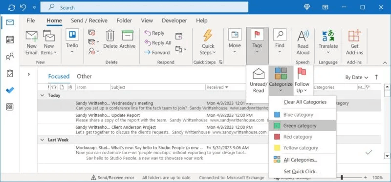 كيفية استخدام فئات Microsoft Outlook لتنظيم البريد الإلكتروني - %categories