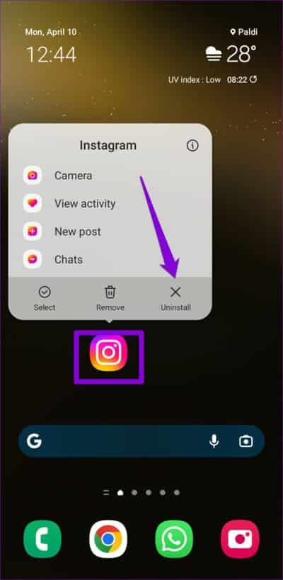 Uninstall-Instagram-From-Android-500x1024-1 أفضل 7 طرق لإصلاح عدم عمل روابط Instagram على Android و iPhone