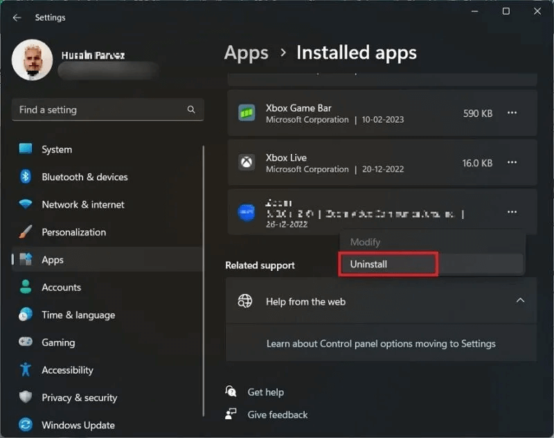 Uninstall-antivirus-settings-800x632.jpg كيفية إصلاح خطأ "تم قطع اتصالك" على Windows
