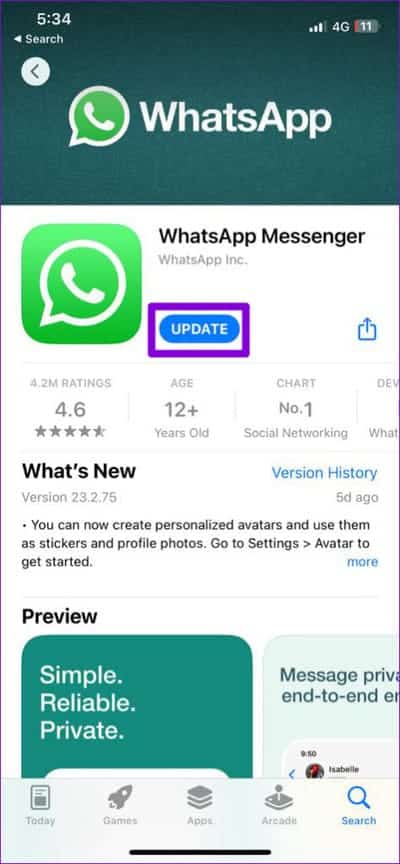 Update-WhatsApp-on-iphone-474x1024-1 أفضل 7 طرق لإصلاح ضعف جودة مكالمات الفيديو في WhatsApp لأجهزة Android و iPhone