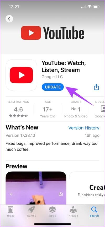Update-YouTube-iPhone كيفية إصلاح مشكلة جودة YouTube غير المتوفرة على iOS و Android