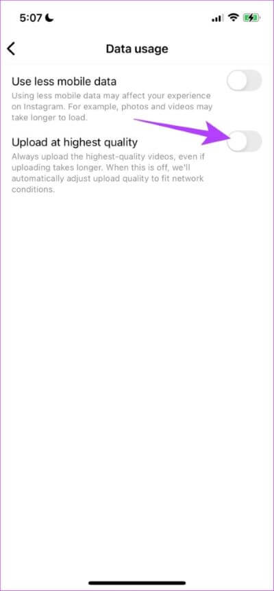 Upload-at-Highest-Quality-474x1024-1 ما مقدار البيانات التي يستخدمها Instagram و 4 طرق لتقليلها