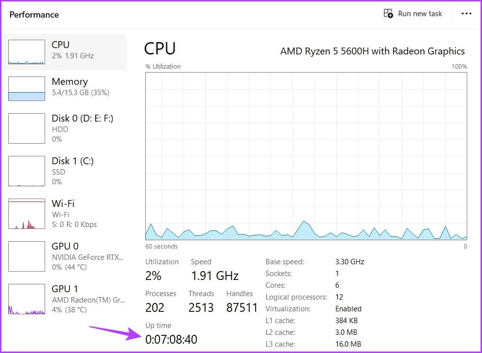 Uptime-in-the-right-pane 4 أفضل الطرق للتحقق من وقت تشغيل جهاز الكمبيوتر على Windows 11