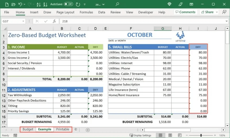 Vertex-Template-Difference-Sheets-800x482.jpg-1 كيفية عمل ميزانية صفرية في Microsoft Excel