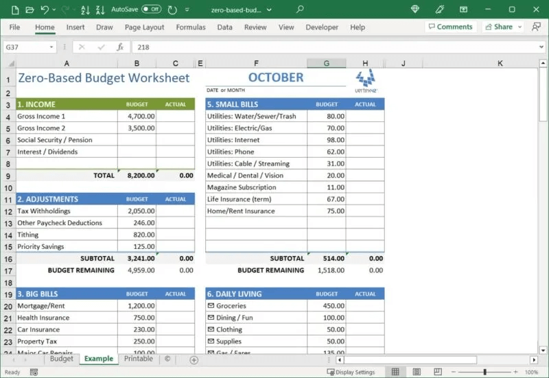 كيفية عمل ميزانية صفرية في Microsoft Excel - %categories