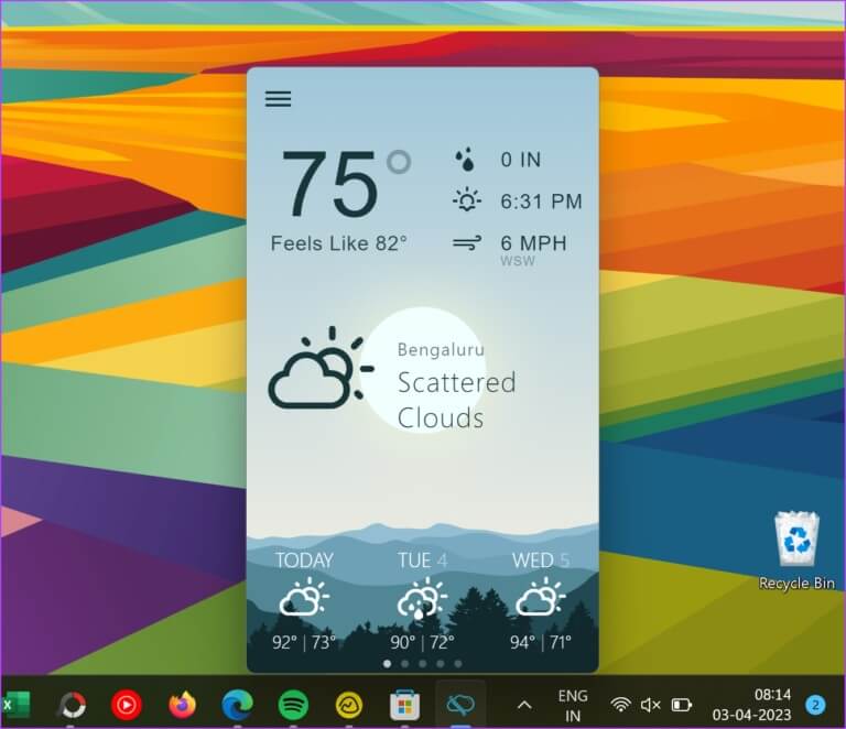 Weather-Bar1-768x662-1 كيفية إضافة Weather widget إلى شريط المهام في Windows 11
