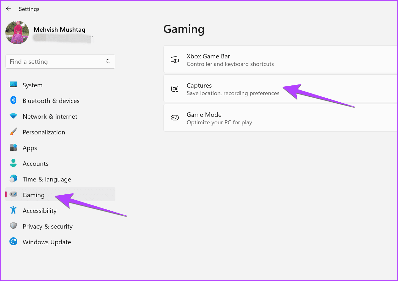 Windows-Setting-Gaming أين تجد لقطات الشاشة على Windows 11 و 10