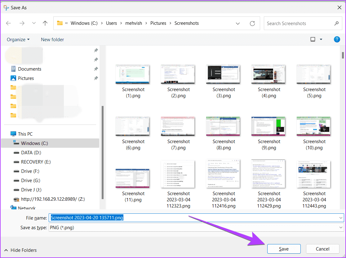 Windows-Snippng-Tool-Save-to-PC-Computer أين تجد لقطات الشاشة على Windows 11 و 10