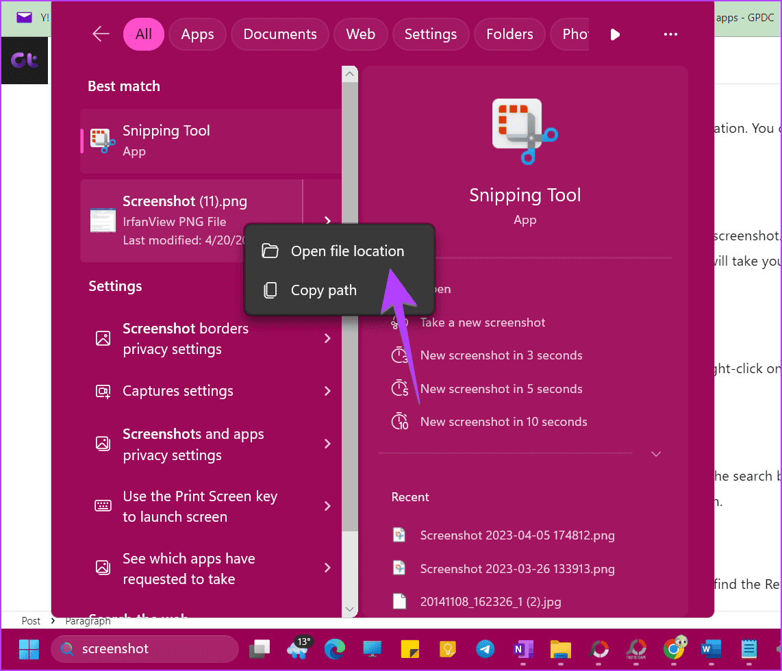 Windows-Start-Menu-screenshot-Find أين تجد لقطات الشاشة على Windows 11 و 10