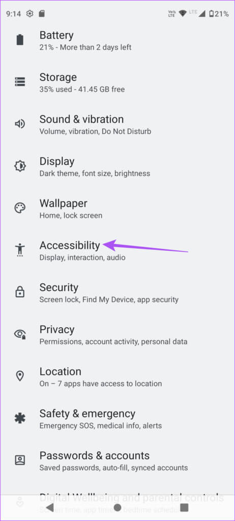 accessibility-settings-android-462x1024-1 أفضل 5 إصلاحات لعدم عمل الترجمة في تطبيق Amazon Prime Video على iPhone و Android