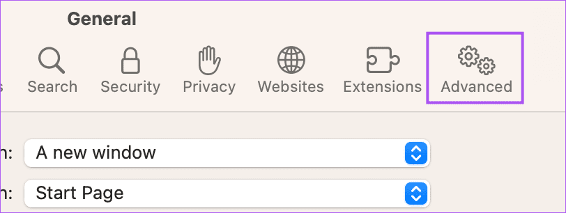 advanced-safari-settings-mac أفضل 9 إصلاحات لعدم عمل كاميرا Mac في Google Meet