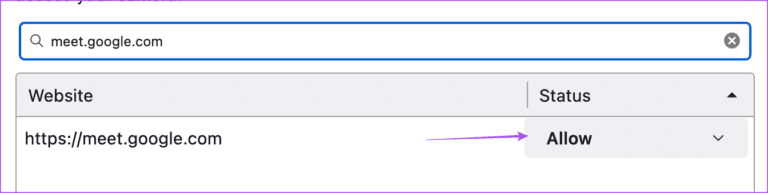 allow-camera-access-google-meet-firefox-768x193-1 أفضل 9 إصلاحات لعدم عمل كاميرا Mac في Google Meet