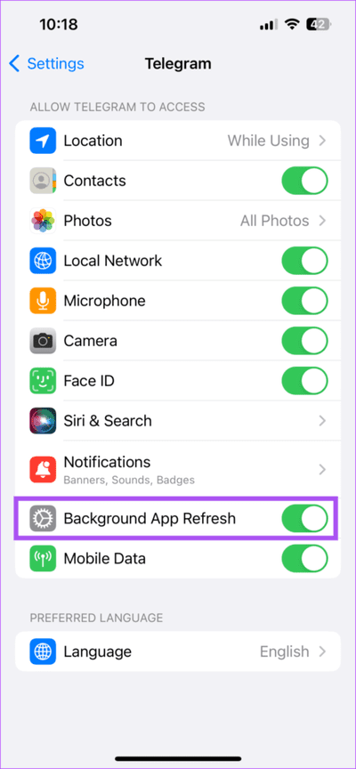 background-app-refresh-telegram-settings-iphone-474x1024-1 أفضل 7 إصلاحات لعدم تحديث موقع الجغرافي المباشر Telegram Live على iPhone و Android