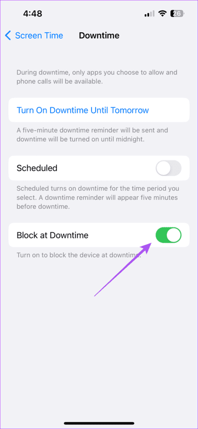 block-at-downtime-iphone-474x1024-1 كيفية إعداد وجدولة وقت التوقف على iPhone و iPad و Mac
