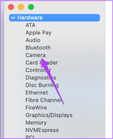 camera-settings-system-report-mac أفضل 9 إصلاحات لعدم عمل كاميرا Mac في Google Meet