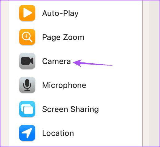 camera-website-settings-safari-mac أفضل 9 إصلاحات لعدم عمل كاميرا Mac في Google Meet