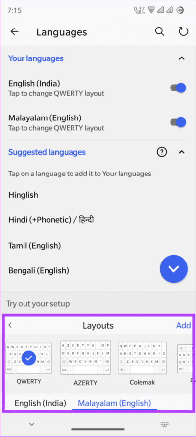 choose-the-layout-and-tap-add-2-461x1024-1 4 طرق لتغيير لوحة المفاتيح على Android