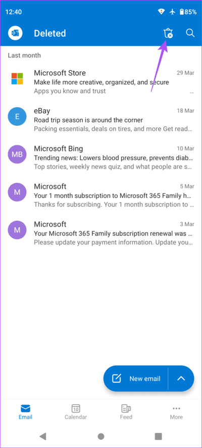 delete-all-email-outlook-android-462x1024-1 كيفية حذف رسائل البريد الإلكتروني المتعددة في Outlook على الهاتف المحمول والويب