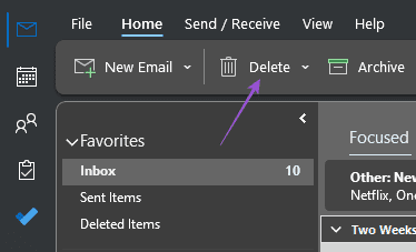 delete-email-outlook-windows كيفية حذف رسائل البريد الإلكتروني المتعددة في Outlook على الهاتف المحمول والويب