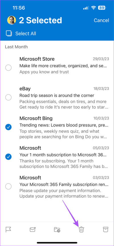 delete-from-deleted-folder-outook-iphon-e-474x1024-1 كيفية حذف رسائل البريد الإلكتروني المتعددة في Outlook على الهاتف المحمول والويب