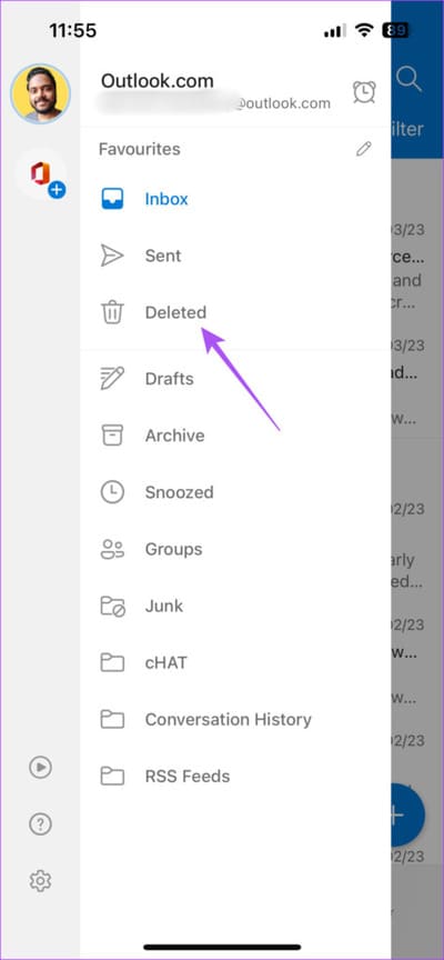 deleted-emails-outlook-iphone-474x1024-1 كيفية حذف رسائل البريد الإلكتروني المتعددة في Outlook على الهاتف المحمول والويب