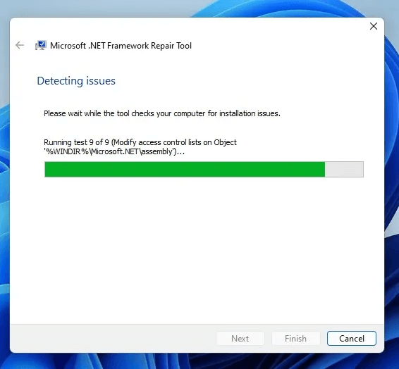 detecting-issues-.net-framework-tool.jpg كيفية إصلاح خطأ "حدث استثناء غير معالج في تطبيقك" على Windows