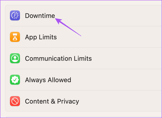 downtime-screen-time-settings-mac كيفية إعداد وجدولة وقت التوقف على iPhone و iPad و Mac