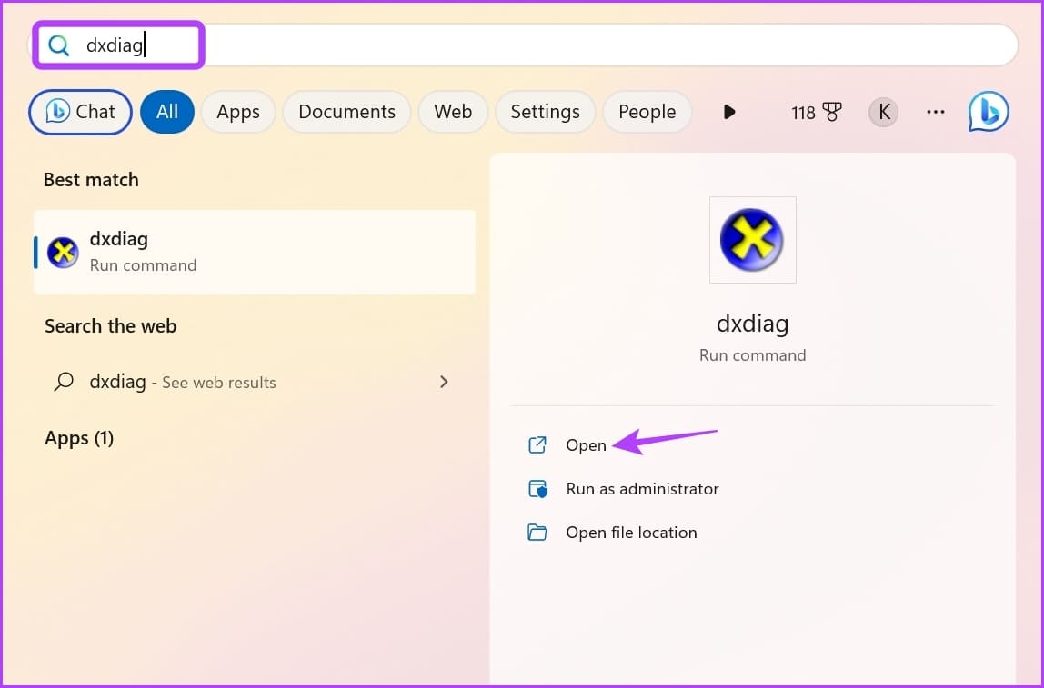 dxdiag-command أفضل 6 طرق سريعة للوصول إلى أداة تشخيص DirectX في Windows 11