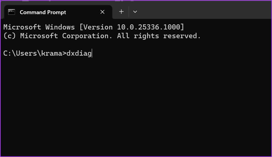 dxdiag-in-CMD أفضل 6 طرق سريعة للوصول إلى أداة تشخيص DirectX في Windows 11