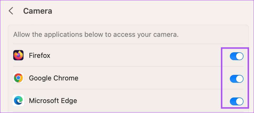 enable-camera-for-browser-mac أفضل 9 إصلاحات لعدم عمل كاميرا Mac في Google Meet