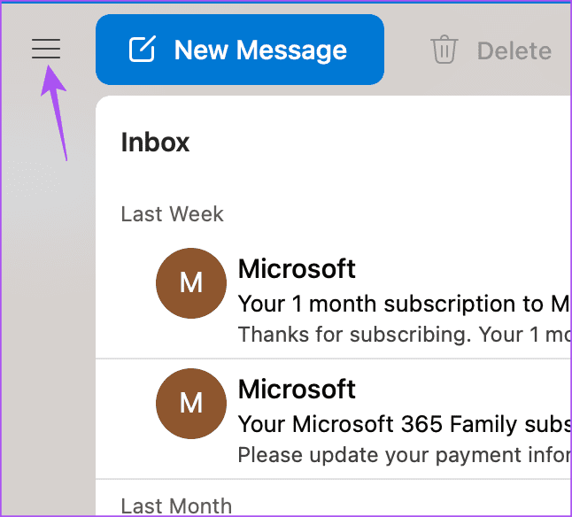 hamburger-menu-outlook-app-mac كيفية حذف رسائل البريد الإلكتروني المتعددة في Outlook على الهاتف المحمول والويب
