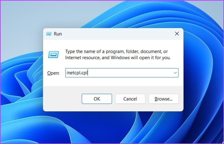 inetcpl-command-in-Run أفضل 7 طرق لفتح خيارات الإنترنت على Windows 11