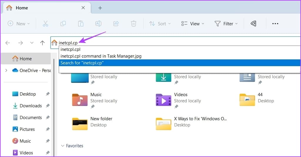 inetcpl.cpl-command-in-File-Explorer أفضل 7 طرق لفتح خيارات الإنترنت على Windows 11
