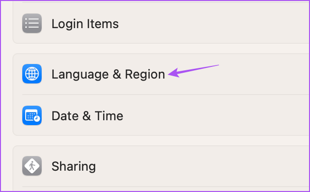 language-and-region-settings-mac أفضل 6 إصلاحات لعدم عمل الخلفية الديناميكية في الوضع المظلم على Mac