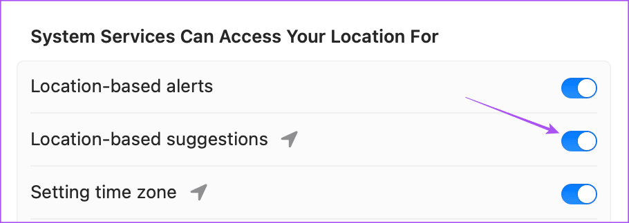 location-based-suggestions-mac أفضل 6 إصلاحات لعدم عمل الخلفية الديناميكية في الوضع المظلم على Mac