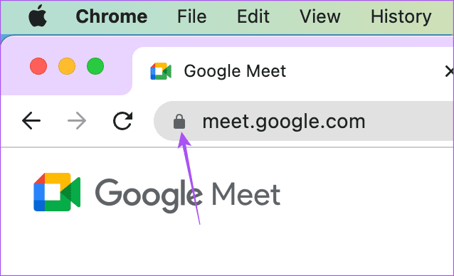 lock-icon-google-meet-chrome أفضل 9 إصلاحات لعدم عمل كاميرا Mac في Google Meet