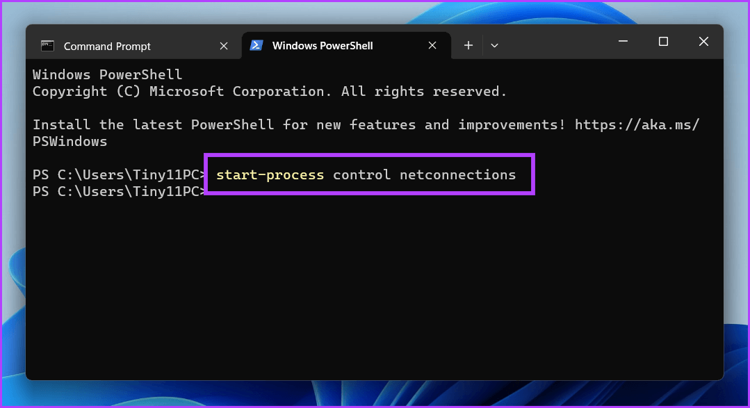 open-network-connections-using-pwrshell2 9 طرق سهلة لفتح اتصالات الشبكة في Windows 11