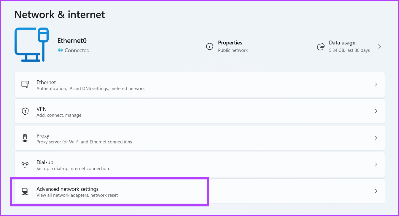open-network-connections-using-settings2 9 طرق سهلة لفتح اتصالات الشبكة في Windows 11