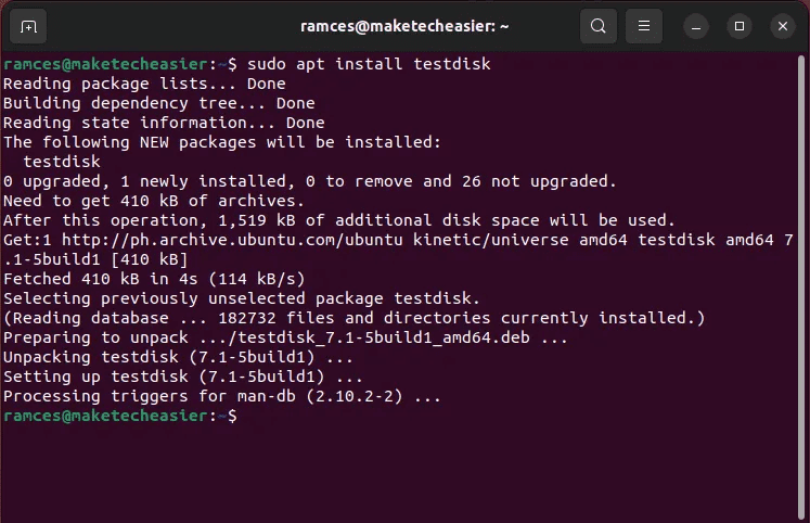 recover-files-linux-tools-09-installing-testdisk.png 7 طرق لاستعادة الملفات المحذوفة على Linux