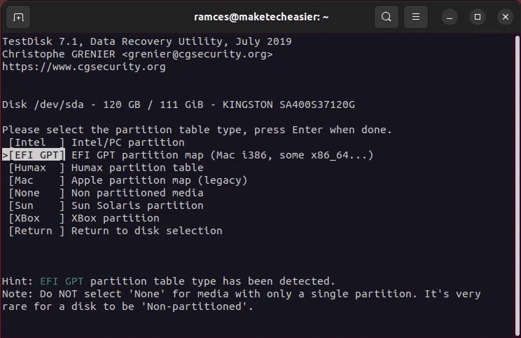 recover-files-linux-tools-12-select-filesystem-testdisk-1.png 7 طرق لاستعادة الملفات المحذوفة على Linux