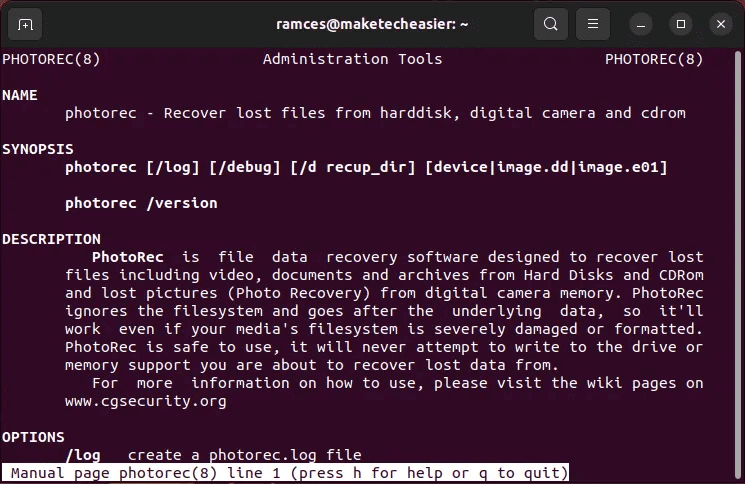 recover-files-linux-tools-18-photorec-man-page.png 7 طرق لاستعادة الملفات المحذوفة على Linux