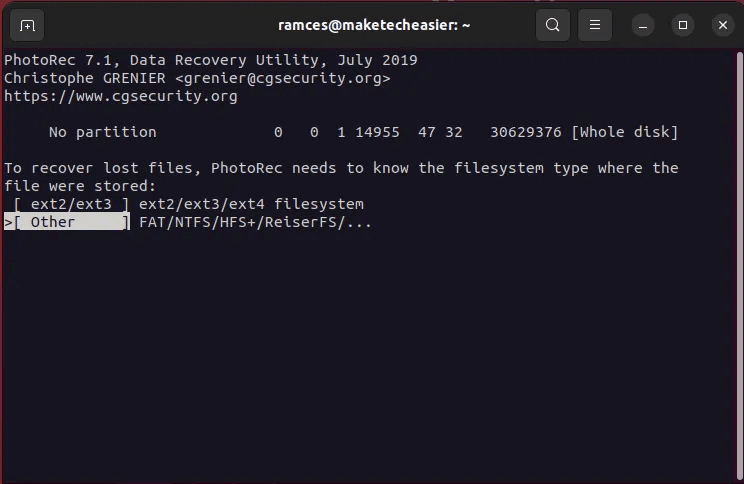 recover-files-linux-tools-22-select-original-filesystem.png 7 طرق لاستعادة الملفات المحذوفة على Linux