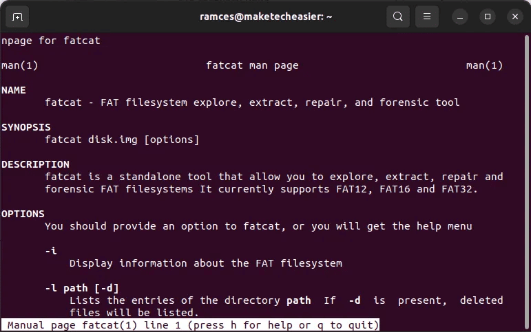 recover-files-linux-tools-31-fatcat-man-page.png 7 طرق لاستعادة الملفات المحذوفة على Linux
