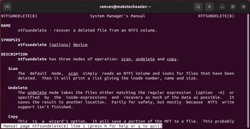 recover-files-linux-tools-36-ntfsundelete-man-page-800x415.png 7 طرق لاستعادة الملفات المحذوفة على Linux