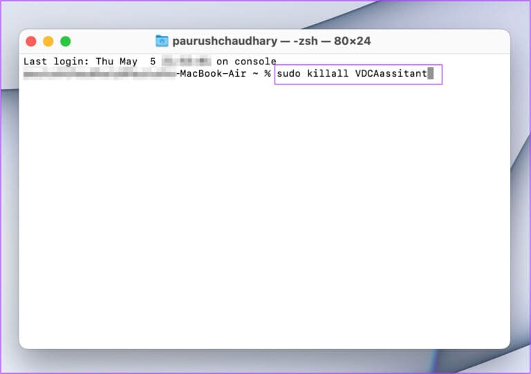 reset-built-in-camera-on-mac-using-terminal-768x541-1 أفضل 9 إصلاحات لعدم عمل كاميرا Mac في Google Meet
