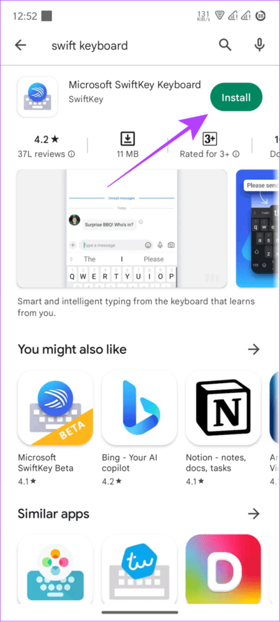 search-and-install-swiftkey-from-play-store 4 طرق لتغيير لوحة المفاتيح على Android