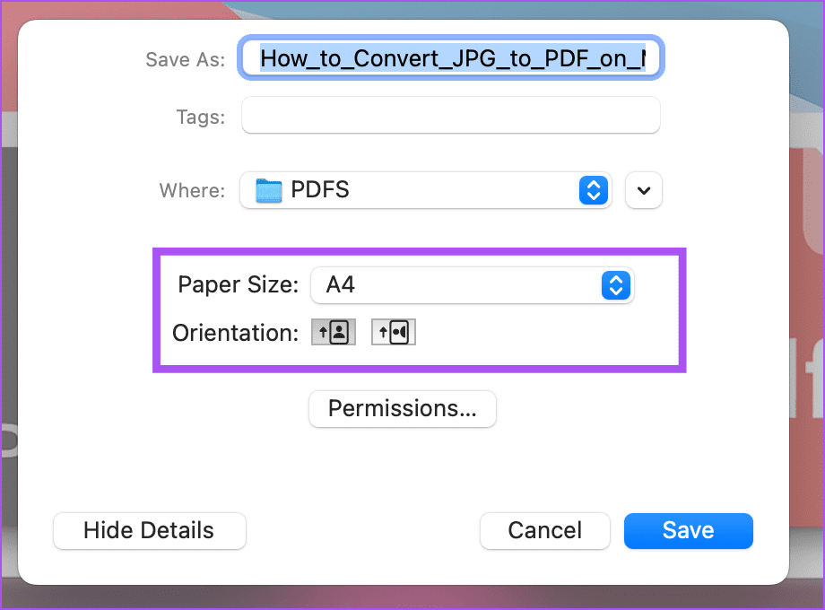 set-paper-size-pdf-file-preview-mac كيفية تحويل ملفات JPG إلى PDF على نظام Mac