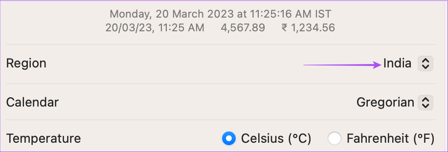 set-region-settings-mac أفضل 6 إصلاحات لعدم عمل الخلفية الديناميكية في الوضع المظلم على Mac