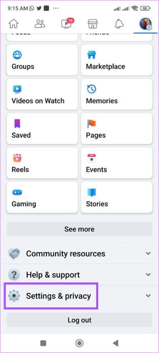 settings-and-privacy-facebook-android-462x1024-1 كيفية استخدام الوضع الهادئ في Facebook على iPhone و Android